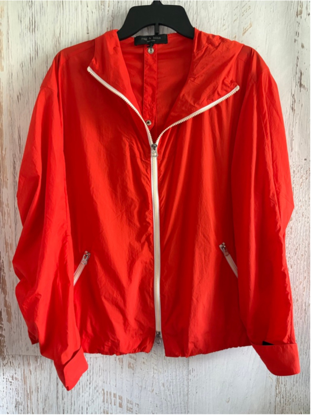 Women's Rag & Bone Orange Nylon Hooded Jacket L